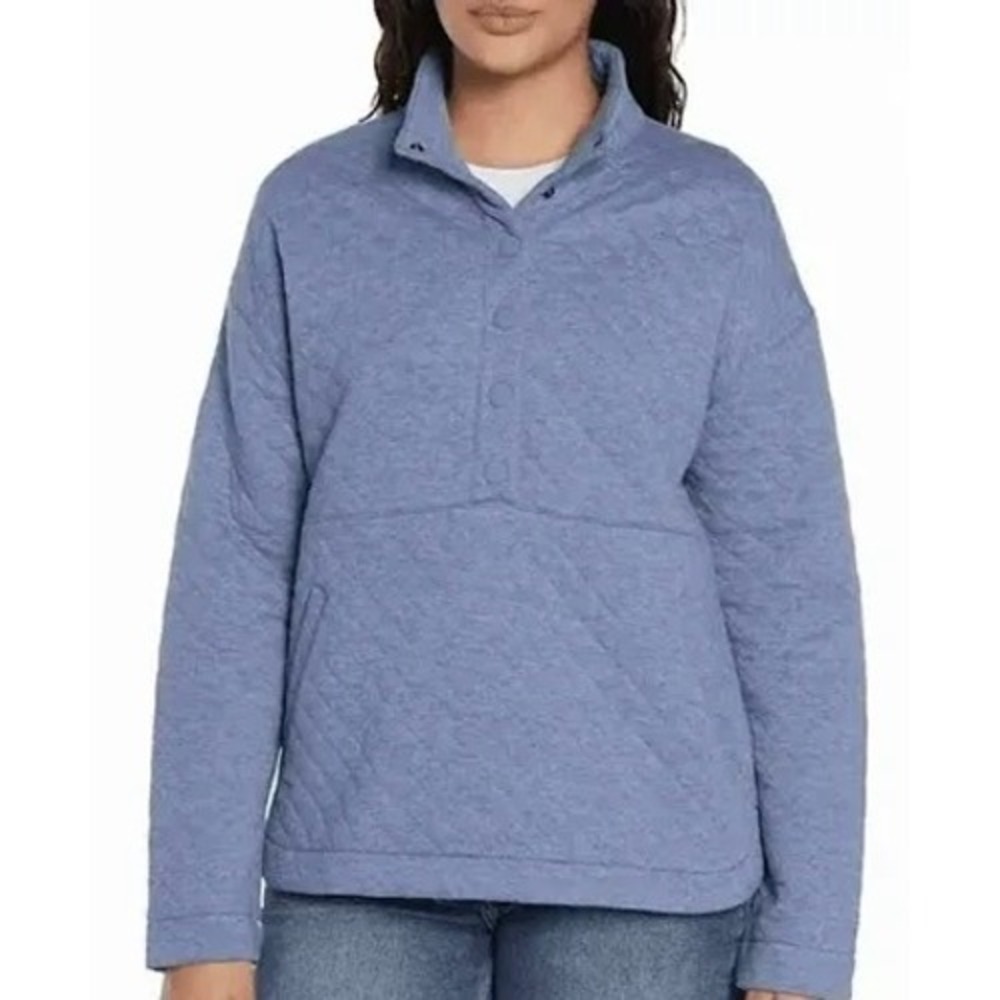 Eddie Bauer Womens Quilted Quarter Zip Pullover Sweatshirt Blue XL EB003043(S24)